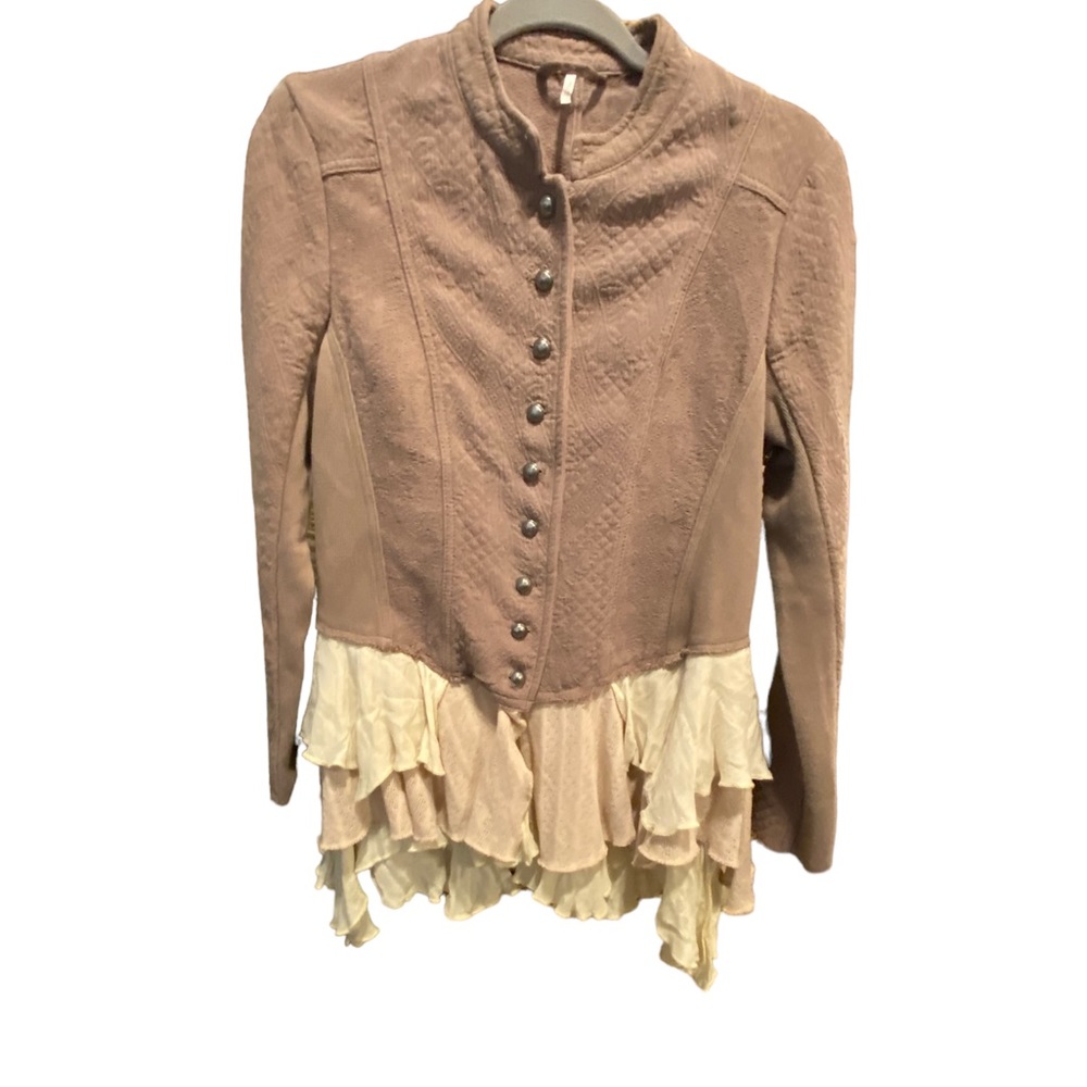 Free People Military Ruffles Light Purple Jacket Women's Size 12